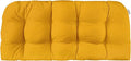 RSH DECOR: Sunbrella Tufted Wicker Loveseat Cushion | 41” x 19" | Water and Fade-Resistant Performance Fabric | Outdoor Settee Cushion for Patio Furniture | Canvas Sunflower Yellow