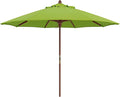 California Umbrella 9' Premium Commercial Hardwood Patio Umbrella, Manual Lift With Sunbrella Macaw Fabric