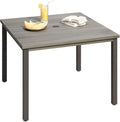 DIFY 40.2" Square Patio Dining Table for 4, Outdoor Metal Dining Table with 1.57" Umbrella Hole for Backyard Lawn Garden, Grey Wood-Like