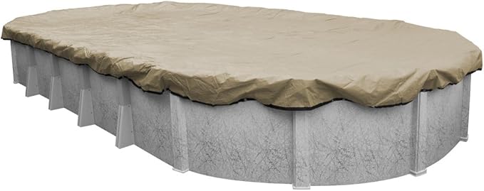 Robelle 16 x 25 ft Premium Tan Winter Oval Pool Cover for Above Ground Pools, 4 ft Overlap (20 x 29 ft Cover Size), Solid 14 x 14 Scrim, 5.2 oz/yd2, 20-Year Warranty, Style: 311625-4