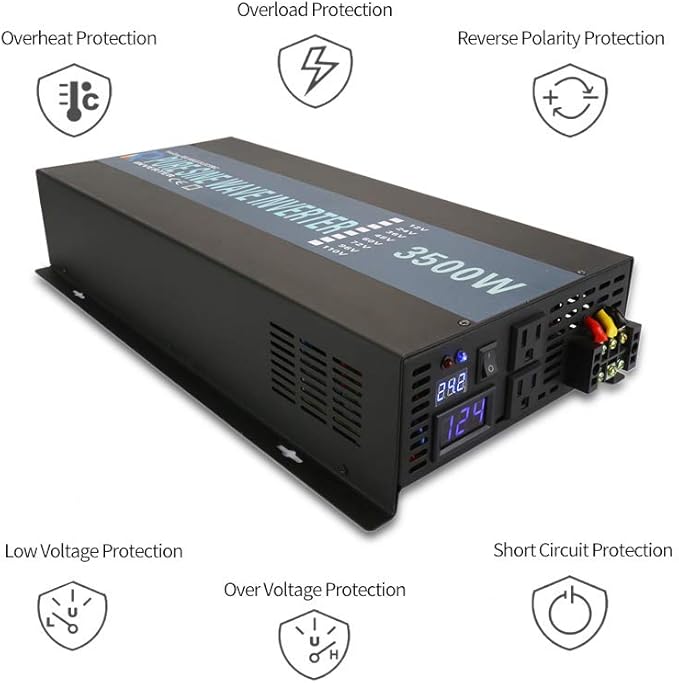WZRELB 3500W Remote 12V 120V Pure Sine Wave Solar Power Inverter With Remote Control Switch, RBP350012VCRT
