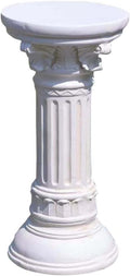 Decorative Roman Column Pedestal, MGO Cement with Fiber, Classical Garden Pillar, Indoor Outdoor Decor,Wrap Foam Safely Delivered from Local Warehouse (White, 21.9IN)