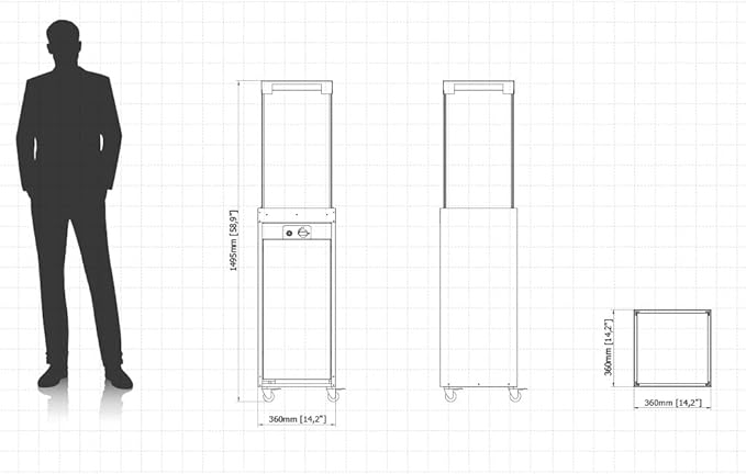 Planika Faro Propane Patio Heater 59" 32,000 BTU Modern Freestanding Glass Tower with Wheels, Smokeless 360° Flame, Cover & Regulator Included for Commercial & Residencial Outdoor Spaces