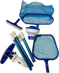 FibroPool Above Ground Swimming Pool Maintenance Kit - Telescoping Pole, Leaf Rake, Vacuum, Brush, Floating Chlorinator, Leaf Net and Test Strips