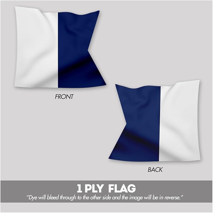 AGAS Alpha Code A Marine Signal 4x6 Ft Flag - Printed 200D Nylon - Canvas Header - Brass Grommets - Colorfast & Stitched Edges - Nautical Boat Flag - Naval Code Signal Flag.