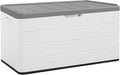 110 Gallon Outdoor Deck Box, Outside Storage Box Waterproof for Cushion Storage, Garden Tools, Lockable Outdoor Storage Bin, Light Beige