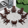YEFU Adirondack Chairs Set of 8: Outdoor Chair HIPS Plastic Adirondack Chairs - Patio Chairs with Wood Texture - Lawn Fire Pit Deck Porch Garden Chairs for Adults(Coffee)