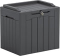 Greesum 31 Gallon Resin Deck Box Large Outdoor Storage for Patio Furniture, Garden Tools, Pool Supplies, Weatherproof and UV Resistant, Lockable, Dark Grey