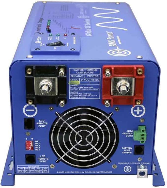AIMS Power 4000 Watt / 12000 Watt Peak Pure Sine Inverter Charger 12 Volt DC to 120 Volt AC with LCD Remote
