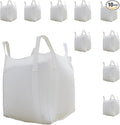 FIBC Bulk Bag - 2650 lbs Capacity, 39x39x39 inches, Polypropylene (PP), Open Top, White, Rectangular, Reusable, 10-Pack
