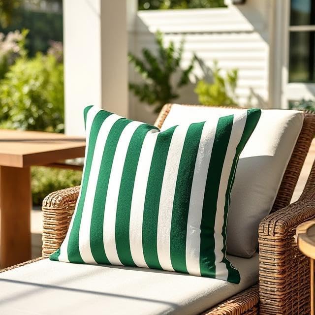 RSH DECOR: Sunbrella Lumbar & Square Pillows Set of 4 | 20" x 12" & 17" x 17" | Water and Fade-Resistant Performance Fabric | Outdoor Throw Pillows for Patio Furniture | Mason Forest Green