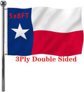 Jayus Double Sided Texas State Flag 5x8 FT Outdoor- 220D Heavy Duty Republic of Texas Flags Banners- Vivid Colors UV Resistant TX Flags with 3 Brass Grommets