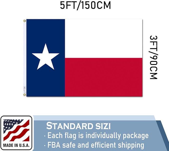 Texas State Flags 3x5 Outdoor Heavy Duty Double Sided Nylon Vivid Color Anti-Fading with 2 Brass Grommets for Home/Company/Indoor Outdoor Decoration