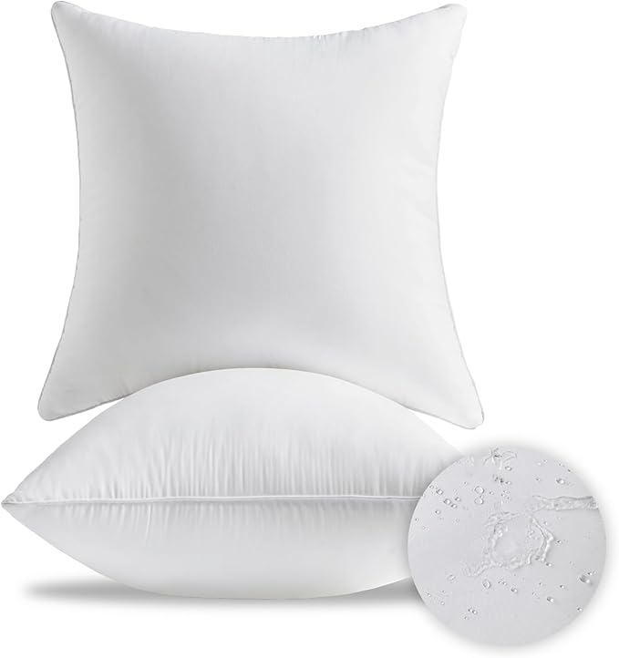 20 x 20 Outdoor Pillow Inserts Set of 2 Waterproof Square Support White Decorative Throw Pillow Inserts for Couch Sofa Beds Large Patio Furniture Cushions