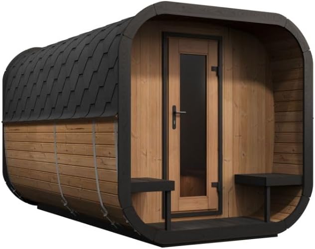 Model CL12GCP, Cube-Series Outdoor Home Sauna Suite Kit, Up to 8 Persons (Sauna Heater and Sauna Stones Included) (HIVE MINI 11 WiFi - Black)