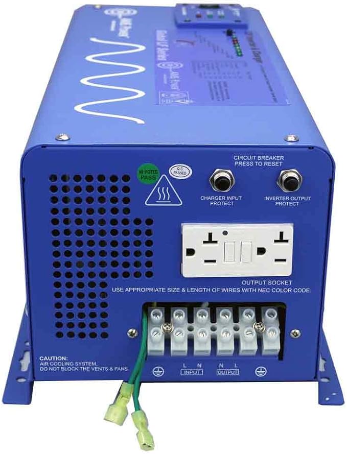 AIMS Power 3000 Watt / 9000 Watt Peak Pure Sine Inverter Charger 12 Volt DC to 120 Volt AC with LCD Remote