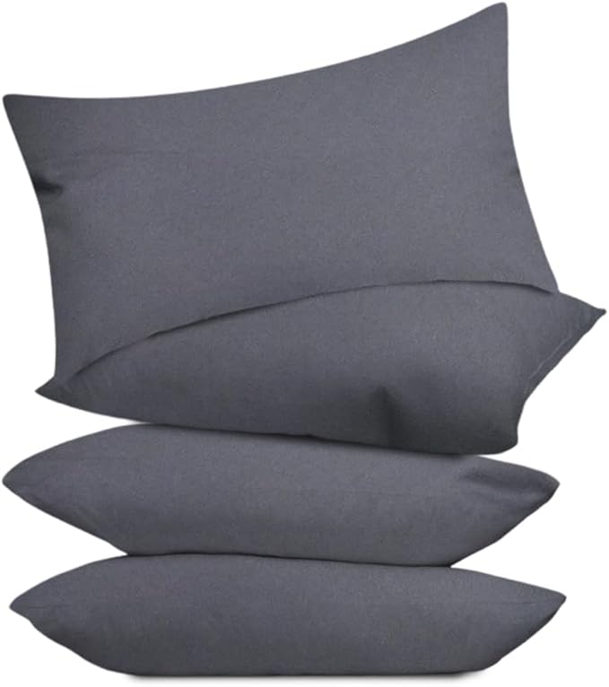 Covers & All Premium Square Throw Pillow Inserts with Covers Set of 4, 14 x 22 Inches Charcoal Gray, Decorative Cushions for Couch Sofa Home Decor Office Travel UV Resistant Waterproof Soft Cushions