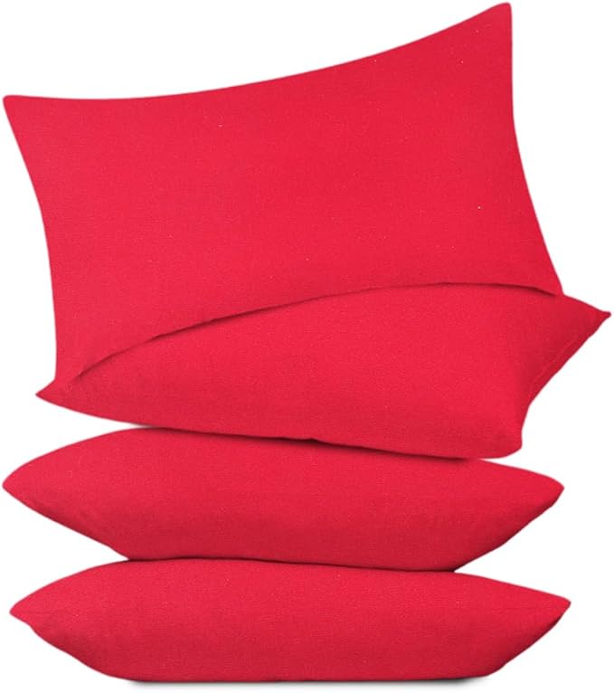 Covers & All Premium Rectangle ThrowPillow Inserts with Covers Set of 4, 20 x 26 Inches Red, Decorative Cushions for Couch Sofa Home Decor Office Travel UV Resistant Waterproof Soft Cushions Pillows