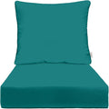 RSH DECOR Deep Seating Cushion with Pillow Back | 24” x 26” x 5" Seat | Water and Fade-Resistant Spun Fabric | Made in USA | Outdoor Chair Cushion Set for Patio Furniture (Peacock)