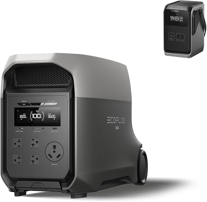 EF ECOFLOW DELTA 3 Ultra Portable Power Station, 3072Wh LiFePO4 Battery, 3600W (Surge 7200W) Output Home Power, Solar Generator for Home Use, Camping Accessories, Emergencies & RV Backup