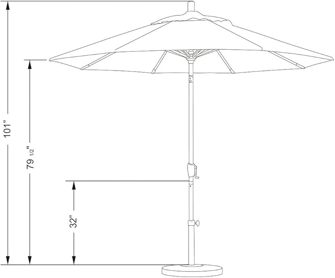 California Umbrella 9' Rd Pacific Trail Series Aluminum Patio Umbrella, Crank Lift, Push Button Tilt, Black Finish, Sunbrella True Blue Fabric