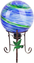 10" Diameter Gazing Ball with 8.5" Hummingbird Metal Stand Outdoor Garden Decor,Glass Globe Sphere Yard Art Decorations Outdoor,Glass Gazing Balls for Garden,Home,Lawn,Patio,Porch(Blue)