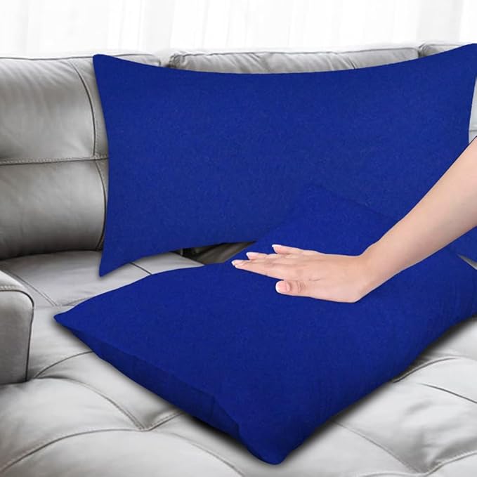 Covers & All Premium Rectangle ThrowPillow Inserts with Covers Set of 4, 14 x 22 Inches Blue, Decorative Cushions for Couch Sofa Home Decor Office Travel UV Resistant Waterproof Soft Cushions Pillows