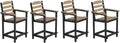 OTSUN Tall Adirondack Chairs Set of 4 with Connecting Tray, 24 inches HDPE Bar Height Outdoor Chairs, All Weather Resistant for Balcony, Porch, Kitchen (4 PCS, Black&Brown)