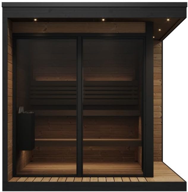 GL6 Outdoor Sauna Kit, Garden Luxury-Series Outdoor DIY Sauna Kit, Thermo-Spruce, up to 6 Persons Bundles (Sauna Heater and Sauna Stones Included) (Drop 9 WiFi - Glass)