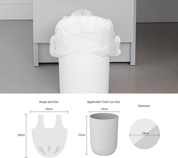 2.6 Gallon Trash Bag with Handles, Unscented Clear Garbage Bags, 0.9Mil Thickness, 3g/pcs, Size 40x50cm, Pack of 112