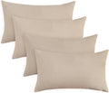 Covers & All Premium Square Throw Pillow Inserts with Covers Set of 4, 12 x 20 Inches Beige, Decorative Cushions for Couch Sofa Home Decor Office Travel UV Resistant Waterproof Soft Cushions Pillows