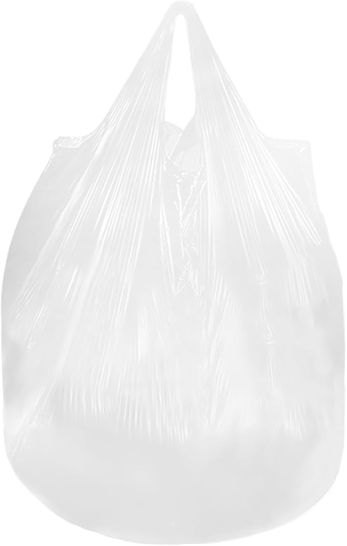 2.6 Gallon Trash Bag with Handles, Unscented Clear Garbage Bags, 0.9Mil Thickness, 3g/pcs, Size 40x50cm, Pack of 112
