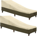 SunPatio Chaise Lounge Cover Outdoor Waterproof, Heavy Duty 2 Pack Patio Lounge Chair Cover, UV & Rip & Fade Resistant, All Weather Protection, 80W x 32D x 25H inch, Beige & Olive