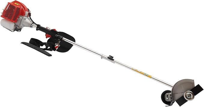 Gas Powered String Trimmer, 2 Stroke Air-Cooled Cordless Lawn Edger Gasoline Weed Eater with 2 Blade Heads for Garden Lawn Grass Hedge Trimmer (26CC, 0.65KW)