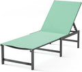 Chaise Lounge Chair Outdoor, Aluminum PatioChairs with 5 Adjustable Backrest and HeadrestPillows for Outside Beach,Green