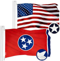 G128 Combo Pack: USA American Flag 3x5 Ft Embroidered Stars & Tennessee State Flag 3x5 Ft Embroidered