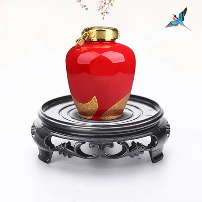 GOLDY&WENDY Round Vase Display Stand 3.9 Inch Black Imitation Wood Style Base Handmade Resin Pedestal