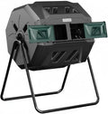 East Oak Compost Tumbler Outdoor, 43-Gal Dual Chamber Compost Bin with 2 Sliding Door and Aeration System, Tumbling Rotating Composter Bin for Garden, Kitchen, Yard