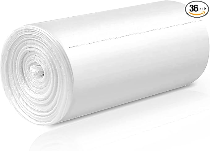 8 Gallon Trash Bags, 42 Counts, Flag Garbage Bags with No Flaps and No Ties, 55 * 70cm, 8g/pcs, Unscented, White