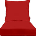 RSH DECOR Deep Seating Cushion with Pillow Back | 25” x 25.5” x 5" Seat | Water and Fade-Resistant Spun Fabric | Made in USA | Outdoor Chair Cushion Set for Patio Furniture (Red)