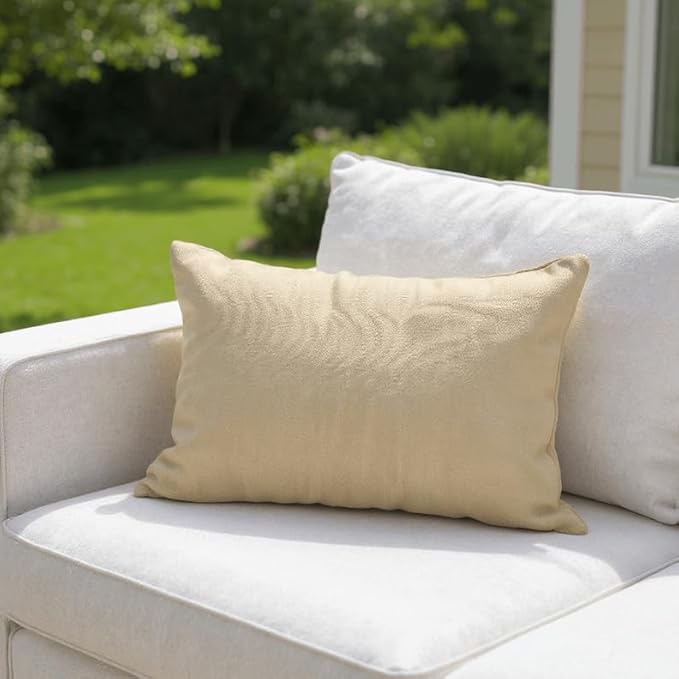 RSH DECOR: Sunbrella Pillow Covers Set of 4 | Covers Only - 20" x 12" | Outdoor Lumbar Pillow Covers Crafted with Sunbrella Performance Fabric | Canvas Heather Beige