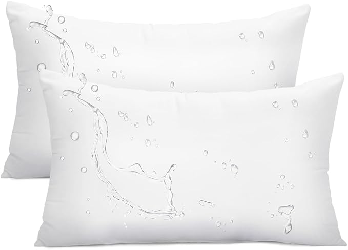 Ashler Outdoor Pillow Inserts, 12x20 Waterproof Throw Pillows Pack of 2, Outdoor Pillows Water-Resistant Decorative Premium Lumbar Pillow Stuffer Sham for Porch Patio Living Room Bedroom Furniture