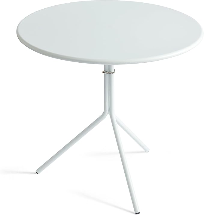 Minimalist Design 31.5 Inch Diameter Round Metal Patio Table, Bistro Table, Dining Table, Suitable for Indoor and Outdoor Cafes and Restaurants (White)