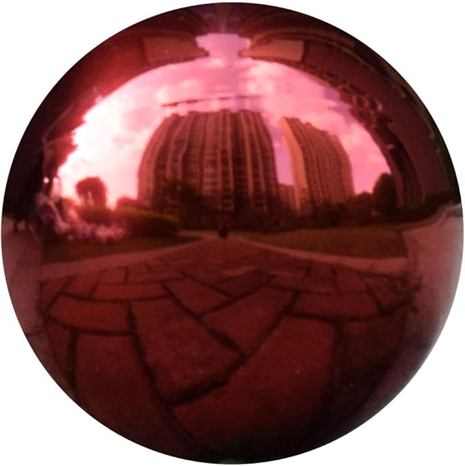 10 inch Diameter Red Gazing Ball,Red Stainless Steel Polished Reflective Smooth Garden Sphere Globe Mirror,Colorful and Shiny Addition to Any Garden or Home