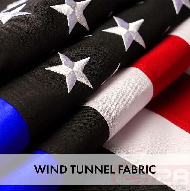 G128 Blue Lives Matter Flag | 4x6 Ft | StormFlyer Series Embroidered 220GSM Spun Polyester | Duty and Honor Flag, Embroidered Design, Indoor/Outdoor, Brass Grommets, Heavy Duty, All Weather
