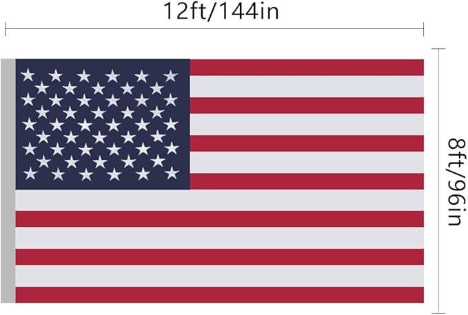 American Flags for Outside 8x12, USA US Flag Heavy Duty Outdoor, Made of 210D Oxford Fabric, Embroidered Stars, Brass Grommets