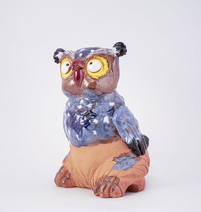 Ceramic Garden Decor - Owl Lawn stake - Outdoor statue - Perfect, unique gifts for gardeners woman, men, yard gifts - Handmade, Frostproof