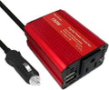 150W red car Power Inverter Converter Plug Adapter 12V to 110V 3.1A Dual USB Outlet for Travel Camping Outdoor All Smartphones Road Trips with Fast Charging