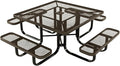 COATEDOUTDOORFURNITURE Heavy-Duty Portable Outdoor Kids Table with Umbrella Hole, Expanded Metal Kids Picnic Table, Commercial-Grade, Made in America (46 in, Square, Childrens, Textured Brown)
