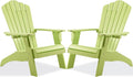 Psilvam Adirondack Chair, Oversized Poly Lumber Fire Pit Chair with Cup Holder, 350Lbs Support Patio Chairs for Garden, Weather Resistant Adirondack Chair Looks Like Real Wood (2, Green)